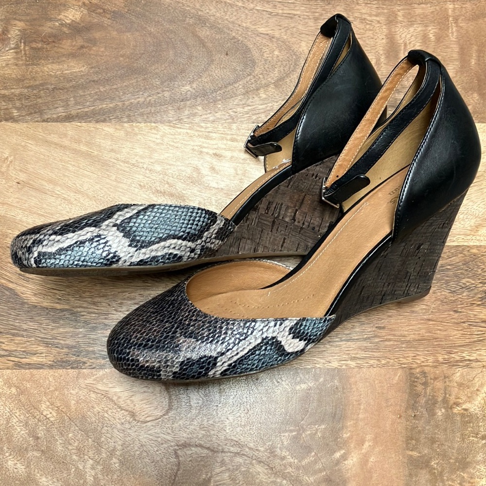 Clark’s Artisan Snakeskin Animal Print Wedges